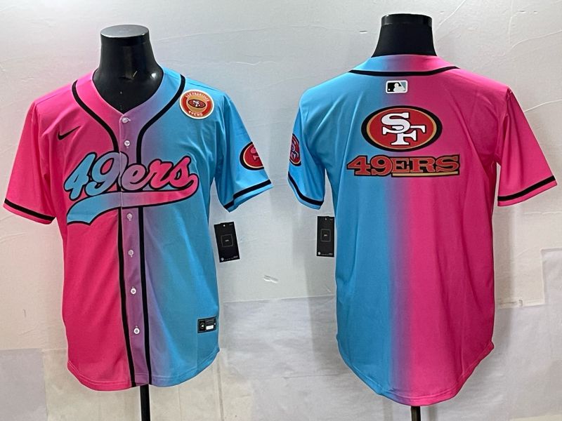 Men 2025 San Francisco 49ers Blank Blue pink Nike Limited NFL Jersey style 013->san francisco 49ers->NFL Jersey